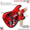 Big Kiss Lips Black on Red WraptorSkinz � Skin fits Rock Band Stratocaster Guitar for Nintendo Wii, XBOX 360, PS2 & PS3 (GUITAR NOT INCLUDED)