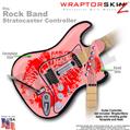 Big Kiss Lips Red on Pink WraptorSkinz � Skin fits Rock Band Stratocaster Guitar for Nintendo Wii, XBOX 360, PS2 & PS3 (GUITAR NOT INCLUDED)