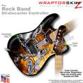 Chrome Skulls on Fire WraptorSkinz � Skin fits Rock Band Stratocaster Guitar for Nintendo Wii, XBOX 360, PS2 & PS3 (GUITAR NOT INCLUDED)