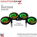 Alecias Swirl 01 Green Skin by WraptorSkinz� fits Rock Band Drum Set for Nintendo Wii, XBOX 360, PS2 & PS3 (DRUMS NOT INCLUDED)