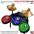 Chrome Skull on Colors Skin by WraptorSkinz� fits Guitar Hero 4 World Tour Drum Set for Nintendo Wii, XBOX 360, PS2 & PS3 (DRUMS NOT INCLUDED)