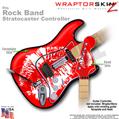 Big Kiss Lips White on Red WraptorSkinz � Skin fits Rock Band Stratocaster Guitar for Nintendo Wii, XBOX 360, PS2 & PS3 (GUITAR NOT INCLUDED)