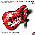 Big Kiss Lips White on Red  Skin fits Guitar Hero 5 - World Tour - Band Hero Guitar for XBOX 360 and PS3