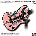 Chrome Skulls on Pink  Skin fits Guitar Hero 5 - World Tour - Band Hero Guitar for XBOX 360 and PS3