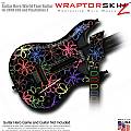 Kearas Flowers on Black  Skin fits Guitar Hero 5 - World Tour - Band Hero Guitar for XBOX 360 and PS3