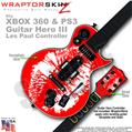 Big Kiss Lips White on Red WraptorSkinz � Skin fits XBOX 360 & PS3 Guitar Hero III Les Paul Controller (GUITAR NOT INCLUDED)