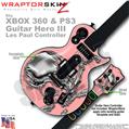 Chrome Skulls on Pink WraptorSkinz � Skin fits XBOX 360 & PS3 Guitar Hero III Les Paul Controller (GUITAR NOT INCLUDED)