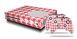 WraptorSkinz Decal Skin Wrap Set works with 2016 and newer XBOX One S Console and 2 Controllers Houndstooth Coral