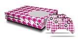WraptorSkinz Decal Skin Wrap Set works with 2016 and newer XBOX One S Console and 2 Controllers Houndstooth Hot Pink
