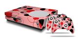 WraptorSkinz Decal Skin Wrap Set works with 2016 and newer XBOX One S Console and 2 Controllers Lots of Dots Red on Pink