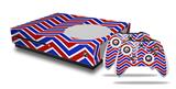 WraptorSkinz Decal Skin Wrap Set works with 2016 and newer XBOX One S Console and 2 Controllers Zig Zag Red White and Blue