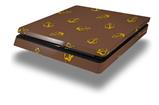 Vinyl Decal Skin Wrap compatible with Sony PlayStation 4 Slim Console Anchors Away Chocolate Brown (PS4 NOT INCLUDED)