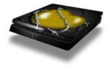 Vinyl Decal Skin Wrap compatible with Sony PlayStation 4 Slim Console Barbwire Heart Yellow (PS4 NOT INCLUDED)
