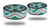 Skin Wrap Decal Set 2 Pack for Amazon Echo Dot 2 - Zig Zag Teal and Gray (2nd Generation ONLY - Echo NOT INCLUDED)