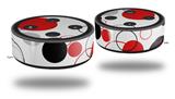 Skin Wrap Decal Set 2 Pack for Amazon Echo Dot 2 - Lots of Dots Red on White (2nd Generation ONLY - Echo NOT INCLUDED)