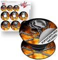 Decal Style Vinyl Skin Wrap 3 Pack for PopSockets Chrome Skull on Fire (POPSOCKET NOT INCLUDED)