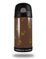 Skin Decal Wrap for Thermos Funtainer 12oz Bottle Anchors Away Chocolate Brown (BOTTLE NOT INCLUDED)