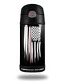 Skin Decal Wrap for Thermos Funtainer 12oz Bottle Brushed USA American Flag Pink Line (BOTTLE NOT INCLUDED)