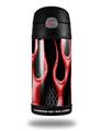 Skin Decal Wrap for Thermos Funtainer 12oz Bottle Metal Flames Red (BOTTLE NOT INCLUDED)