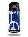Skin Decal Wrap for Thermos Funtainer 12oz Bottle Love and Peace Blue (BOTTLE NOT INCLUDED)