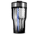 WraptorSkinz Skin Wrap compatible with 2017 and newer RTIC Tumblers 30oz Brushed USA American Flag Blue Line (TUMBLER NOT INCLUDED)
