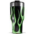 Skin Wrap Decal for 2017 RTIC Tumblers 40oz Metal Flames Green (TUMBLER NOT INCLUDED)
