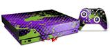 Skin Wrap compatible with XBOX One X Console and Controller Halftone Splatter Green Purple
