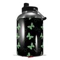 Skin Decal Wrap for 2017 RTIC One Gallon Jug Pastel Butterflies Green on Black (Jug NOT INCLUDED) by WraptorSkinz