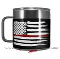 Skin Decal Wrap for Yeti Coffee Mug 14oz Brushed USA American Flag Red Line - 14 oz CUP NOT INCLUDED by WraptorSkinz