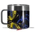 Skin Decal Wrap for Yeti Coffee Mug 14oz Twisted Garden Blue and Yellow - 14 oz CUP NOT INCLUDED by WraptorSkinz