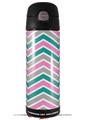 Skin Decal Wrap for Thermos Funtainer 16oz Bottle Zig Zag Teal Pink and Gray (BOTTLE NOT INCLUDED) by WraptorSkinz
