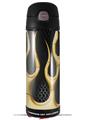 Skin Decal Wrap for Thermos Funtainer 16oz Bottle Metal Flames Yellow (BOTTLE NOT INCLUDED) by WraptorSkinz
