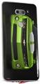 WraptorSkinz Skin Decal Wrap compatible with LG V30 2010 Chevy Camaro Green - White Stripes on Black