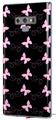 Decal style Skin Wrap compatible with Samsung Galaxy Note 9 Pastel Butterflies Pink on Black