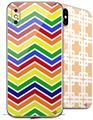 2 Decal style Skin Wraps set compatible with Apple iPhone X and XS Zig Zag Rainbow