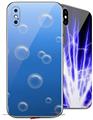 2 Decal style Skin Wraps set compatible with Apple iPhone X and XS Bubbles Blue