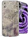 2 Decal style Skin Wraps set compatible with Apple iPhone X and XS Pastel Abstract Gray and Purple