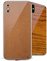 2 Decal style Skin Wraps set compatible with Apple iPhone X and XS Wood Grain - Oak 02