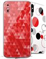 2 Decal style Skin Wraps set compatible with Apple iPhone X and XS Triangle Mosaic Red