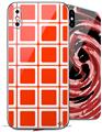 2 Decal style Skin Wraps set compatible with Apple iPhone X and XS Squared Red