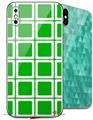 2 Decal style Skin Wraps set compatible with Apple iPhone X and XS Squared Green