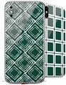 2 Decal style Skin Wraps set compatible with Apple iPhone X and XS Wavey Hunter Green