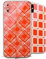 2 Decal style Skin Wraps set compatible with Apple iPhone X and XS Wavey Red