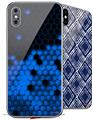 2 Decal style Skin Wraps set compatible with Apple iPhone X and XS HEX Blue