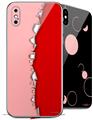 2 Decal style Skin Wraps set compatible with Apple iPhone X and XS Ripped Colors Pink Red