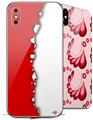 2 Decal style Skin Wraps set compatible with Apple iPhone X and XS Ripped Colors Red White