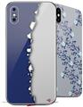 2 Decal style Skin Wraps set compatible with Apple iPhone X and XS Ripped Colors Blue Gray