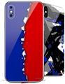 2 Decal style Skin Wraps set compatible with Apple iPhone X and XS Ripped Colors Blue Red
