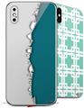 2 Decal style Skin Wraps set compatible with Apple iPhone X and XS Ripped Colors Gray Seafoam Green