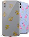 2 Decal style Skin Wraps set compatible with Apple iPhone X and XS Anchors Away Gray